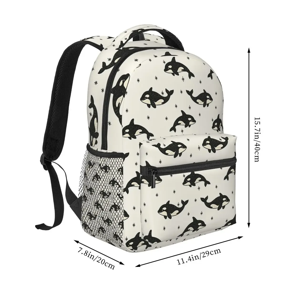 Sac à dos pour étudiants à motif orca, sac d'école, sac à dos de randonnée, sac de voyage pour garçons et filles, sac à dos à la mode, sacs à bandoulière