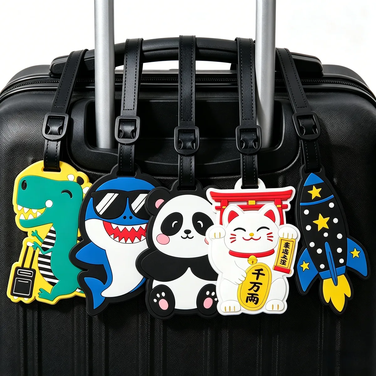 étiquette de bagage en caoutchouc souple à motif de dessin animé avec design tridimensionnel, un accessoire de voyage essentiel pour les voyages, les déplacements professionnels et les étudiants