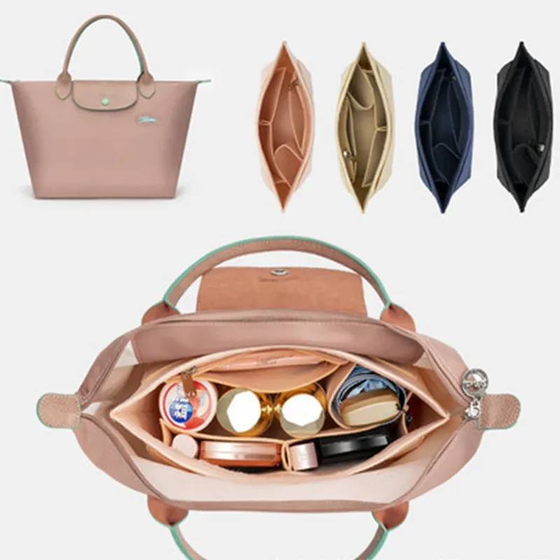 Sac à insérer en feutre adapté au sac à main Longchamp, sac de doublure en tissu feutré, sac de maquillage, Support de voyage, organisateur de sac à main Portable