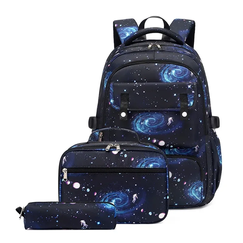 sac à dos pour enfants 3 pièces/ensemble sac à dos scolaire imperméable pour garçons sac à livres scolaire pour enfants noir sac à dos d'étudiant