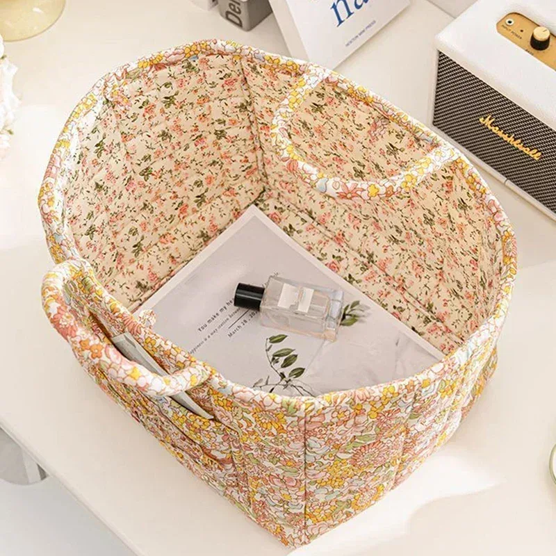 panier de rangement à motifs floraux pour femmes, paniers à linge doux en tissu de grande capacité avec poignées faciles à transporter, sac fourre-tout de voyage