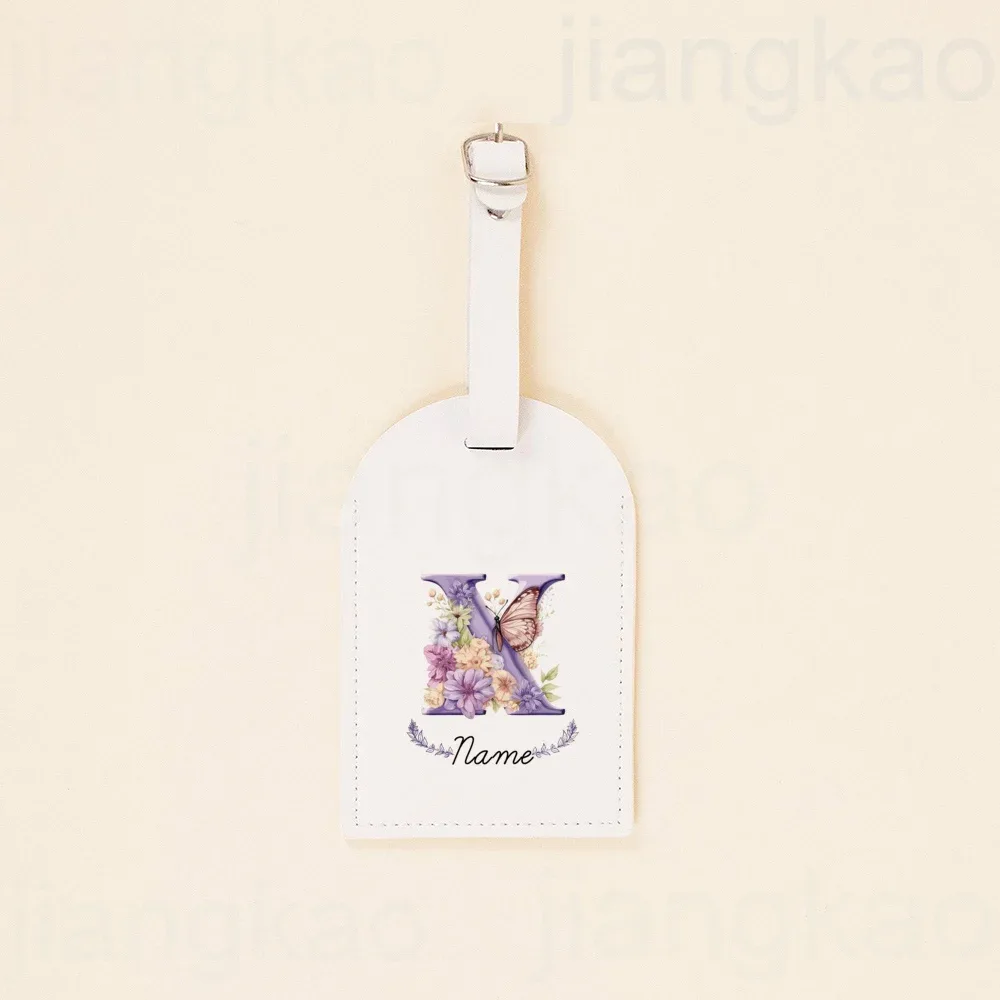 étiquette de bagage personnalisée en pu, lettre florale avec nom, étiquette de valise, accessoire de voyage, cadeau d'anniversaire de mariage pour elle