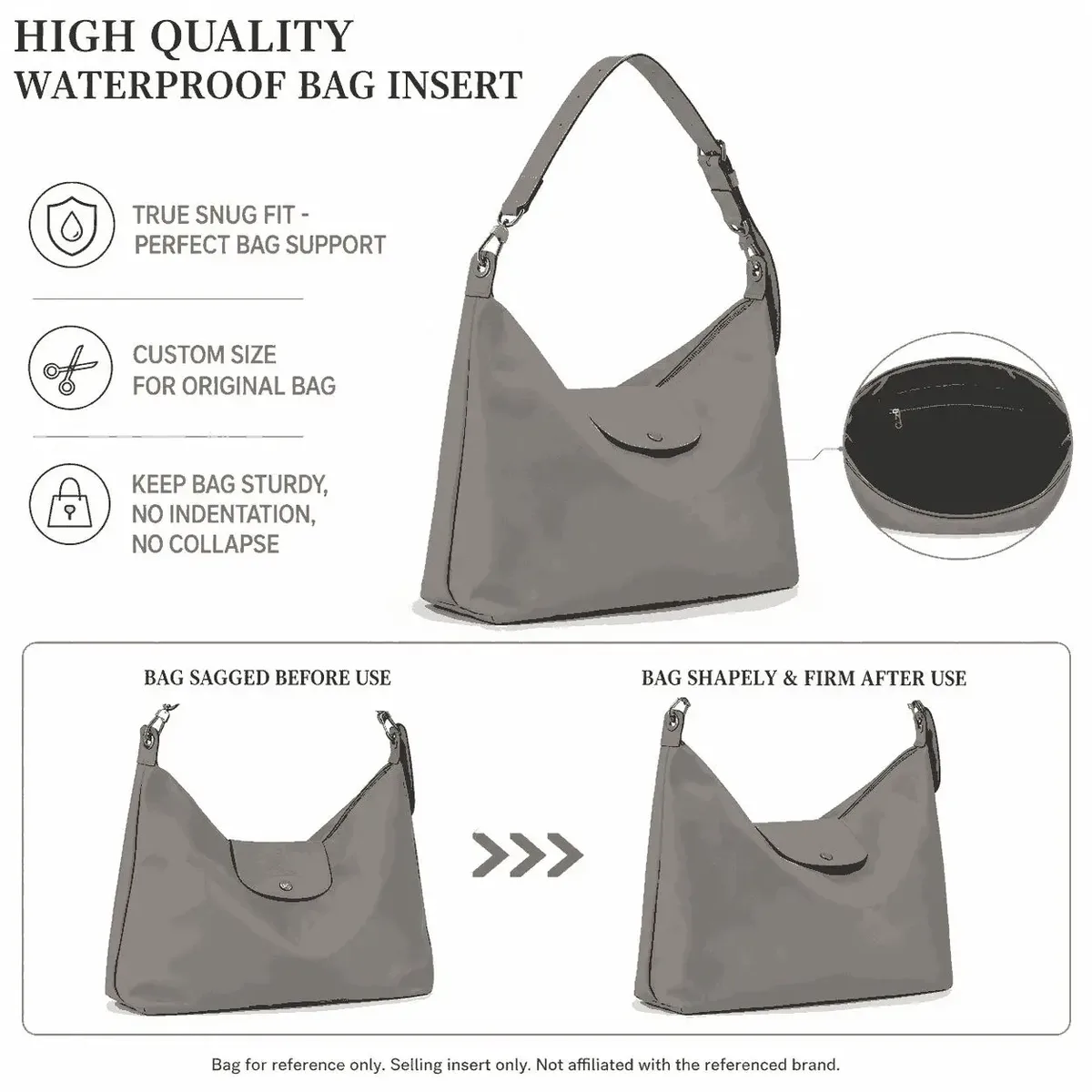 organisateur de sac à main en feutre, doublure de sac sur mesure pour un rangement quotidien, compatible avec longchamp le pliage xtra hobo m l xl