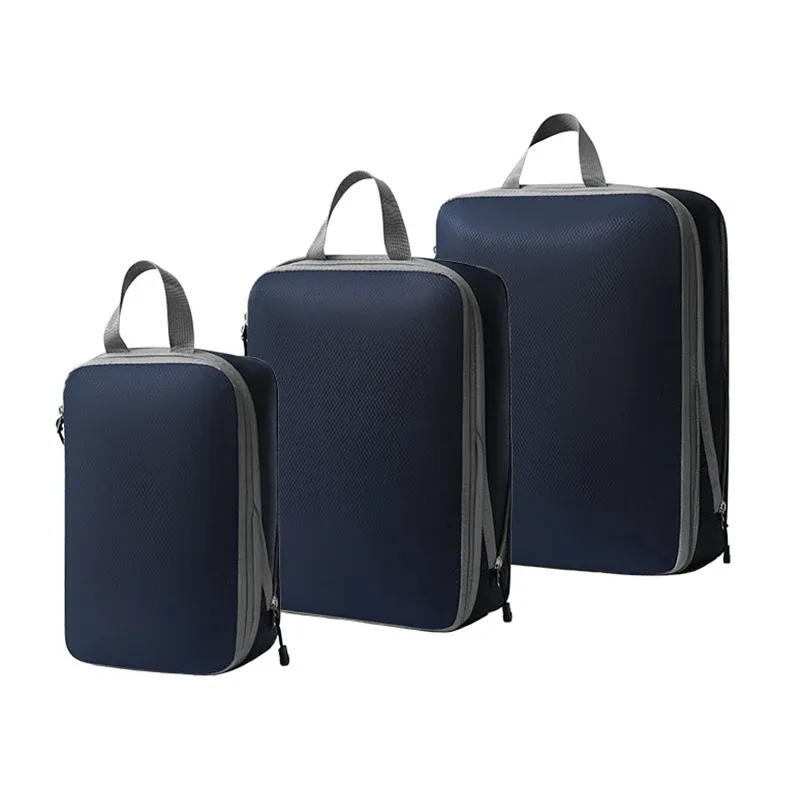 ensemble de 3 cubes de rangement compressibles pour vêtements de voyage, sacs organisateurs de vêtements imperméables et compressibles pour valise