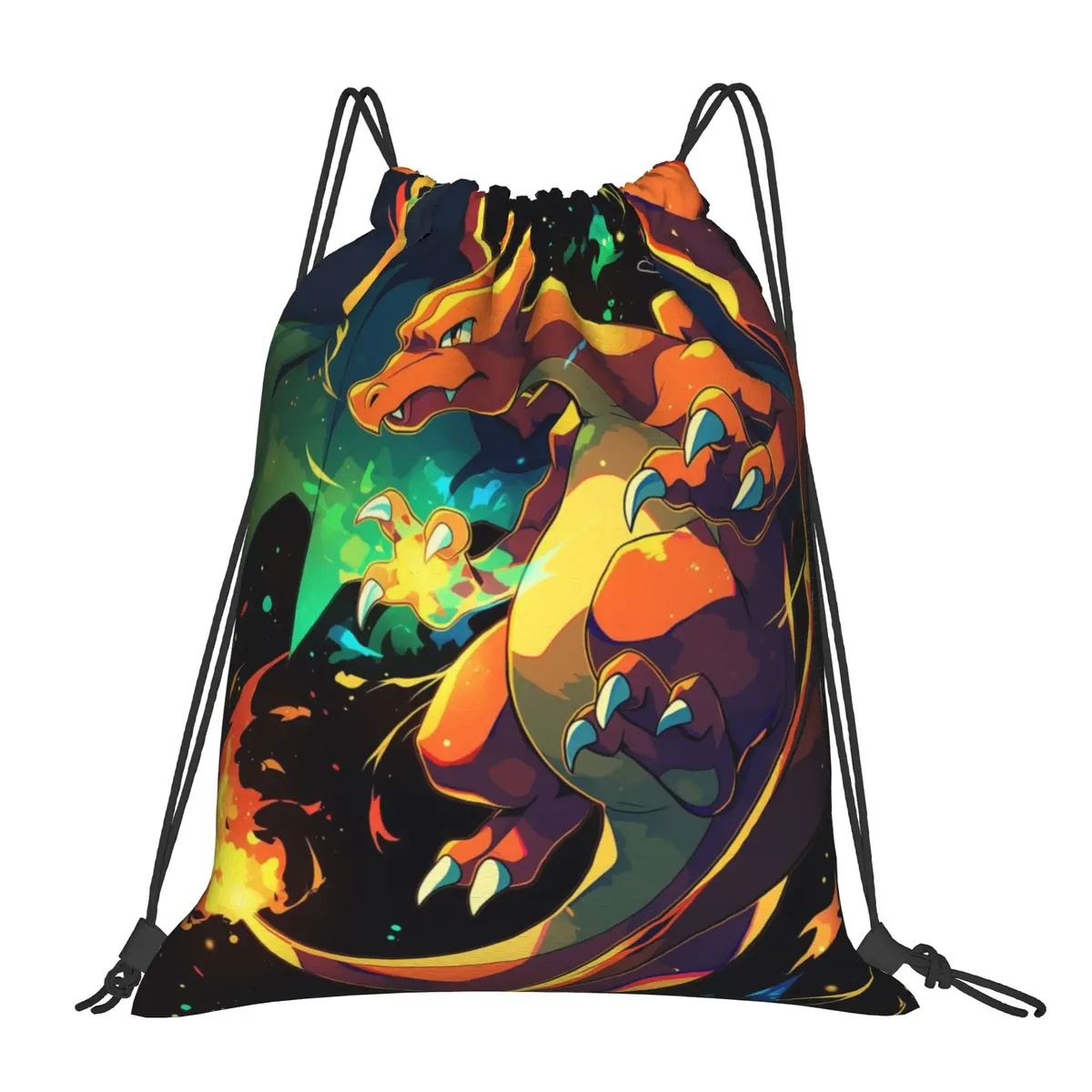 pochette de voyage pokemon charizard kawaii, sacs à cordon, sacs de rangement pour chaussures et vêtements, sac à dos portable multifonction pour adolescents