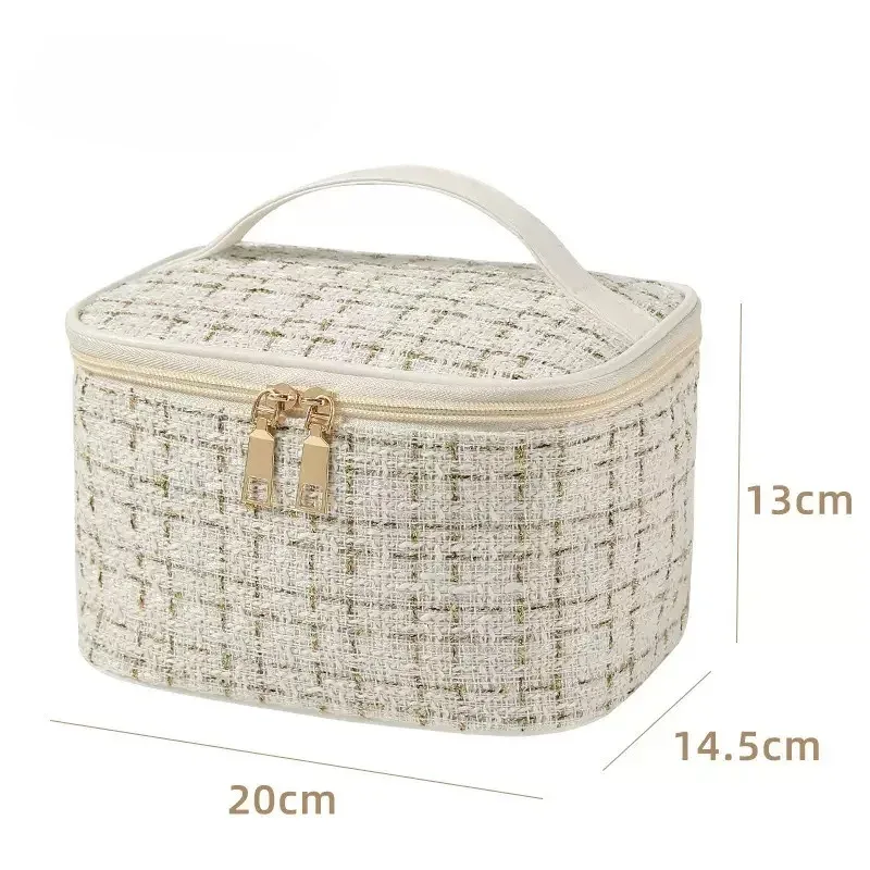 1 sac à cosmétiques classique multifonctionnel de grande capacité, double fermeture éclair avec poignée, sac de toilette de voyage portable