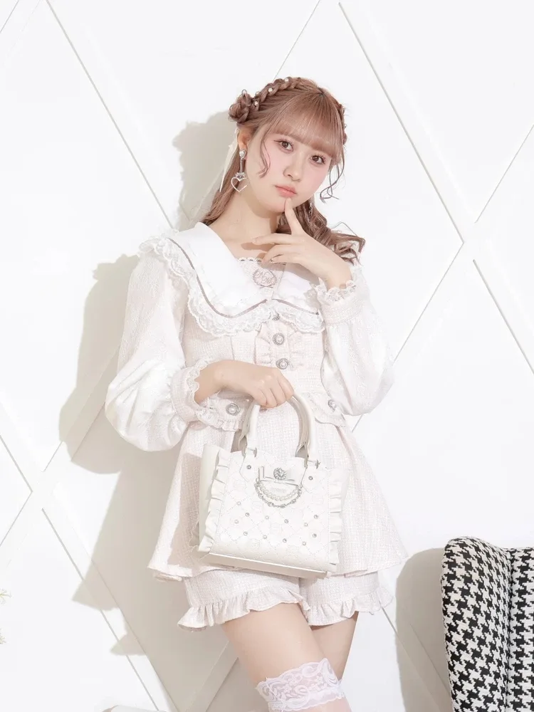 sac à main en strass et pierres précieuses de style japonais, fourre-tout lolita, nouveau sac à dos mignon pour femmes, sac à bandoulière avec nœud, 2 voies