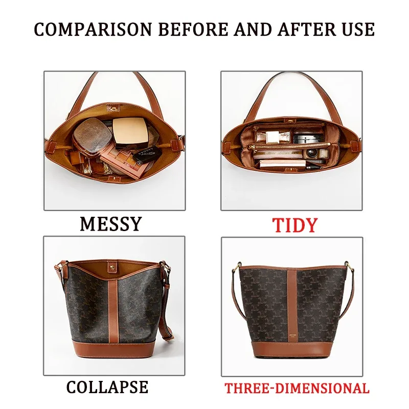insert organisateur de sac pour sac à main bucket s m 191442cas, doublure de rangement intérieure super légère, accessoires en papier dopont résistant à l'usure