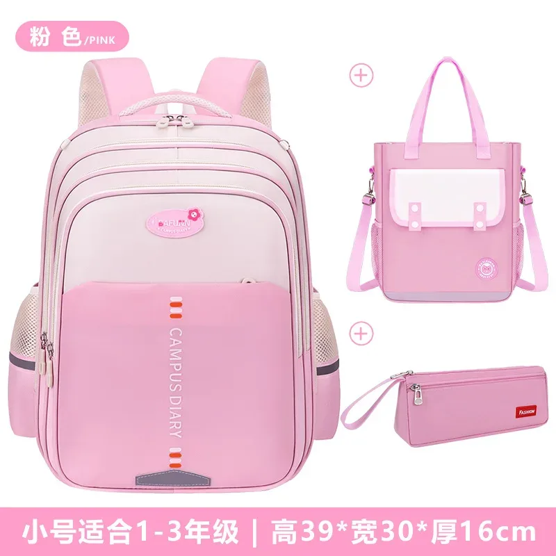 sac à dos 3 pièces/ensemble avec sac à main et trousse à crayons, grande capacité, sac de voyage, sac d'école pour étudiants, sac d'école primaire en nylon imperméable