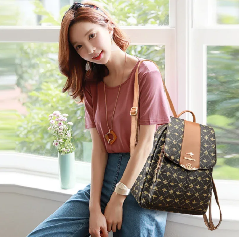 sacs à dos en cuir imprimé de luxe pour femmes, nouvelle mode, sacs à bandoulière de voyage de grande capacité, fourre-tout pour ordinateur portable, sac d'école