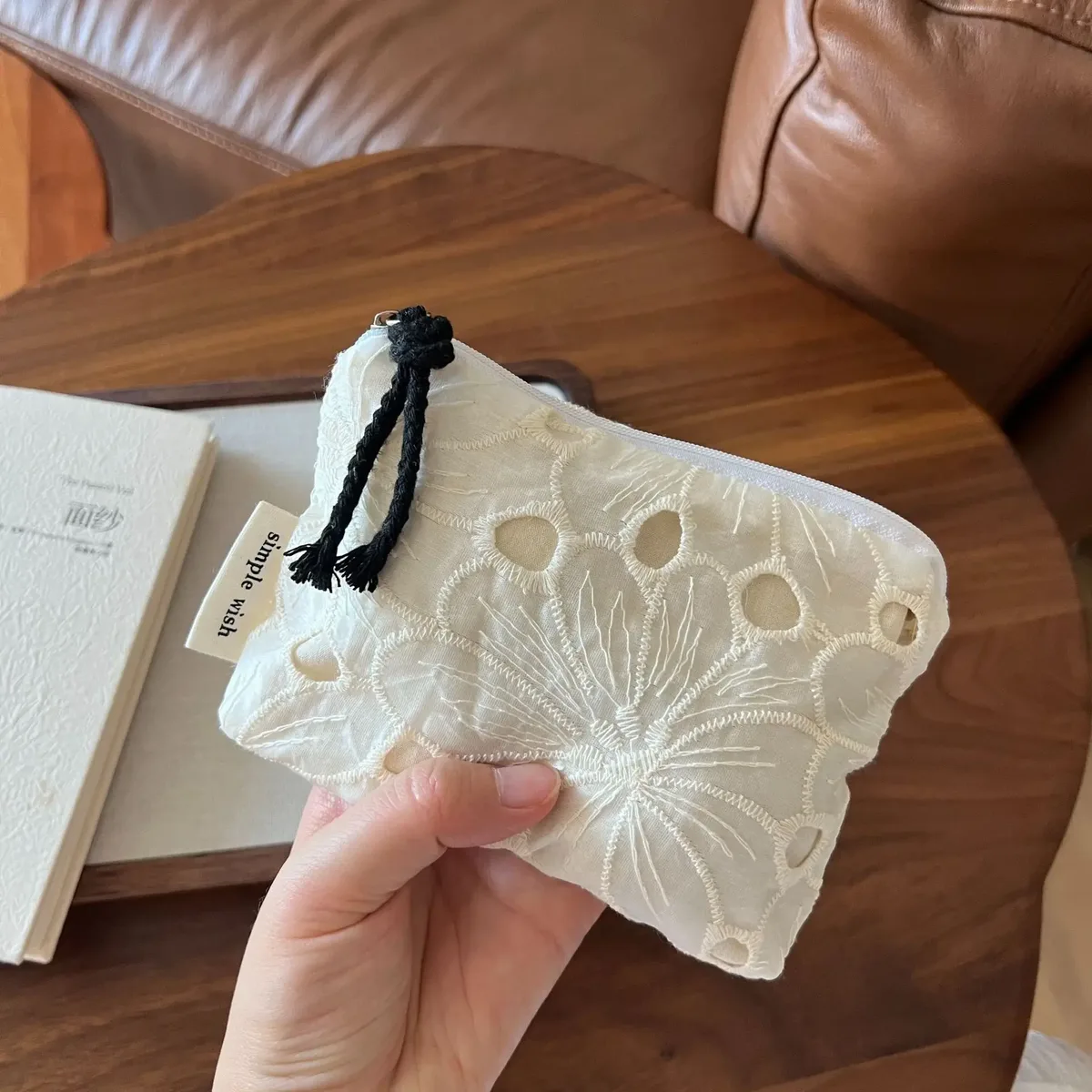 mini trousse de maquillage rétro en dentelle brodée, porte-monnaie à fermeture éclair, petit organisateur de cosmétiques, pochette pour serviettes hygiéniques, porte-cartes