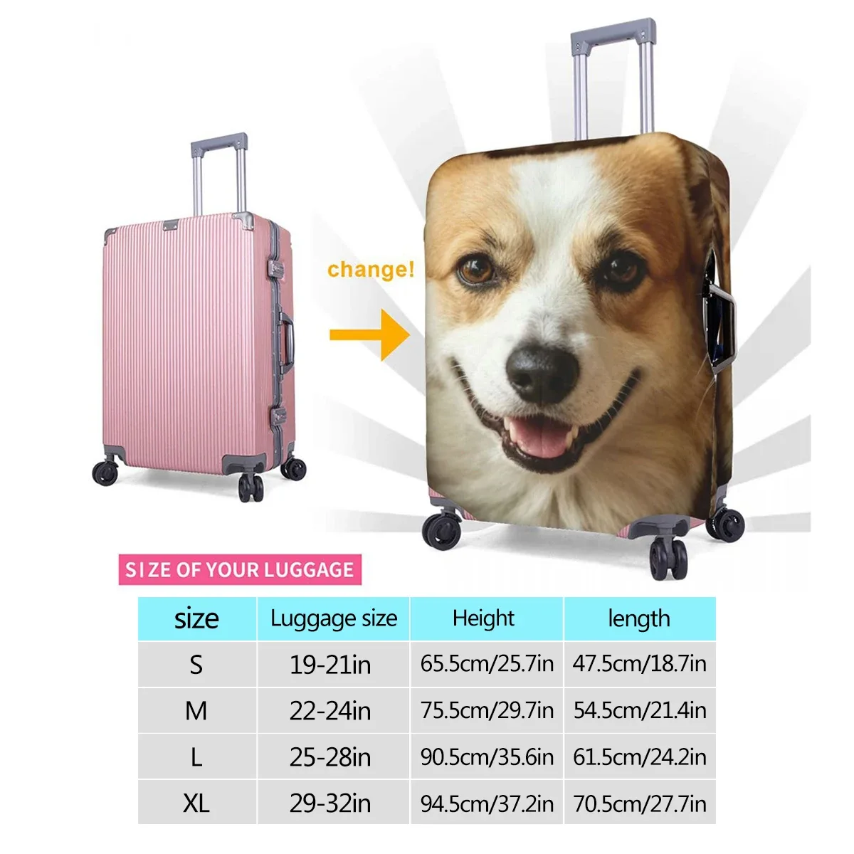 housse de valise personnalisée 18-32 pouces, protection de valise de voyage personnalisée, ajoutez votre photo, texte ou design, housses de valise elastiques