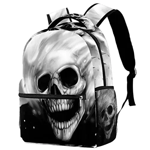 sacs à dos crâne et os pour garçons et filles, sac de livre d'école, voyage, randonnée, camping, sac à dos
