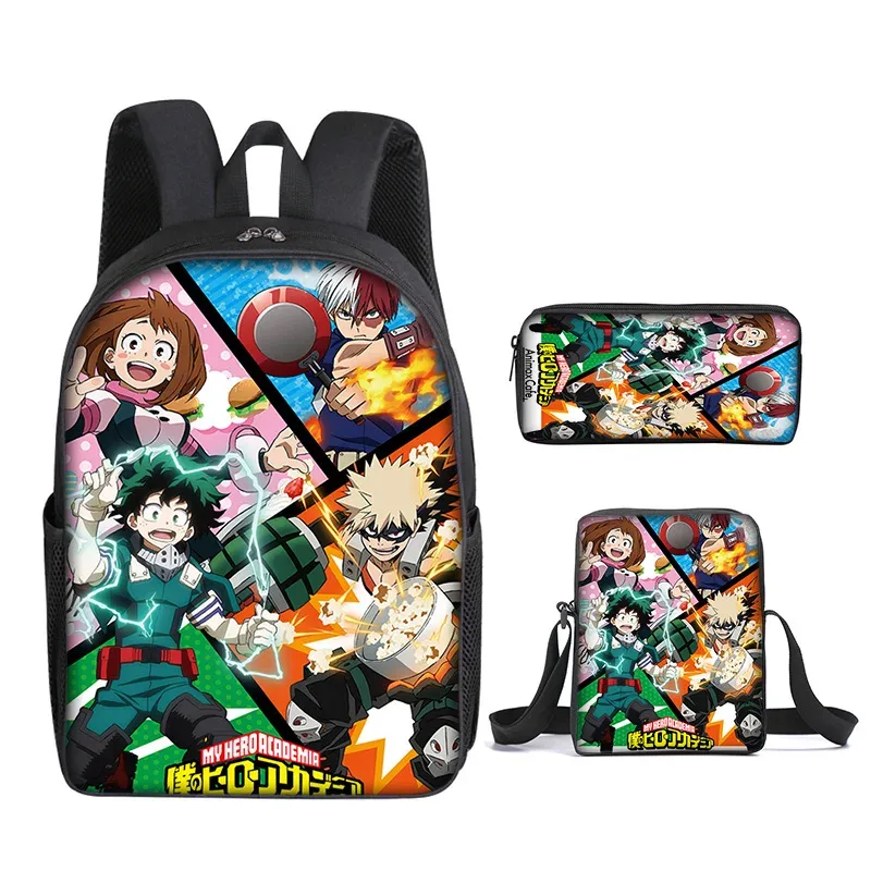 sac à dos my hero academy, sac à déjeuner, trousse à crayons, ensemble cadeau pour enfants et étudiants