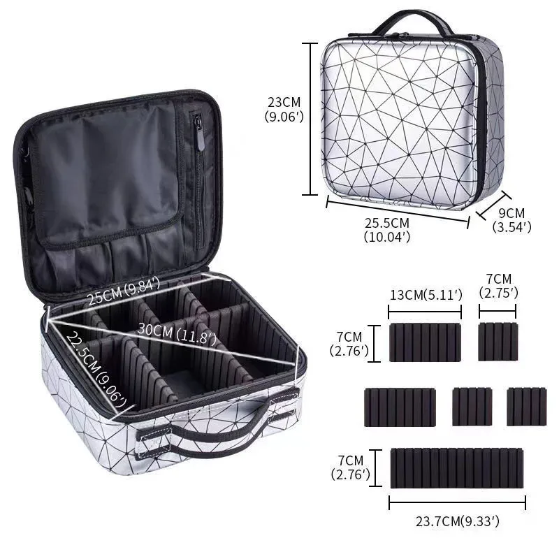 trousse de maquillage professionnelle en cuir pu pour femmes, valise à outils pour ongles, boîte à cosmétiques, organisateur de cosmétiques d'esthéticienne, mallette de rangement