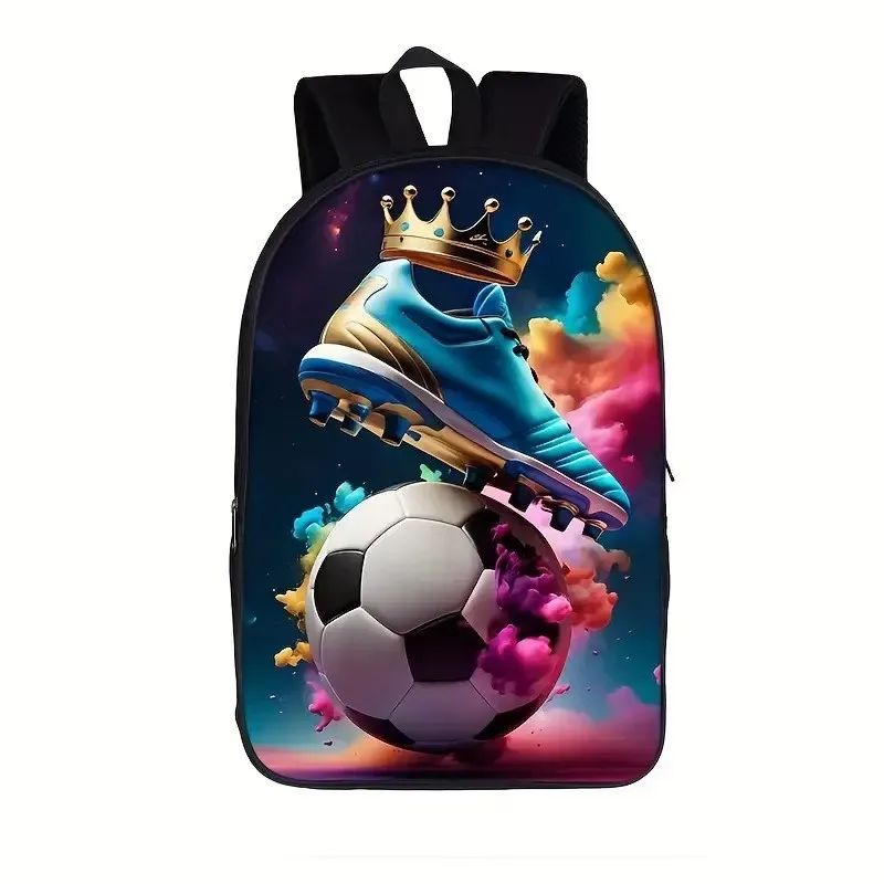 sac à dos de football imprimé en 3d pour étudiants, sac à dos d'école primaire, sac à dos en nylon imperméable et résistant à l'usure