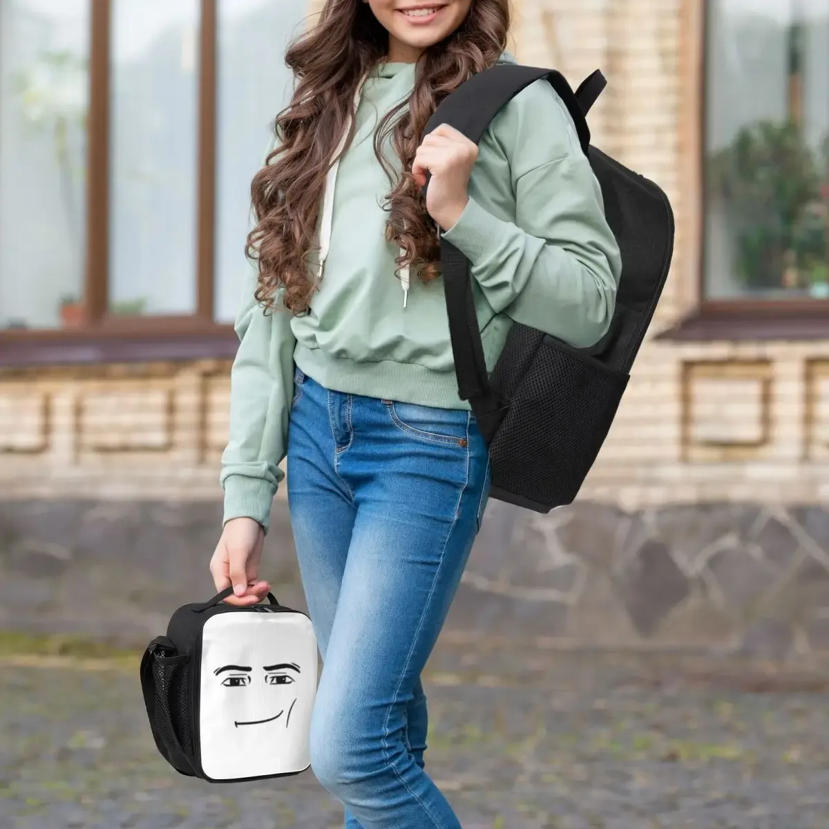 sac à dos the man face pour étudiants, garçons et filles, sac d'école, sac à bandoulière pour ordinateur portable, 3 pièces, sac à déjeuner isotherme, trousse à crayons