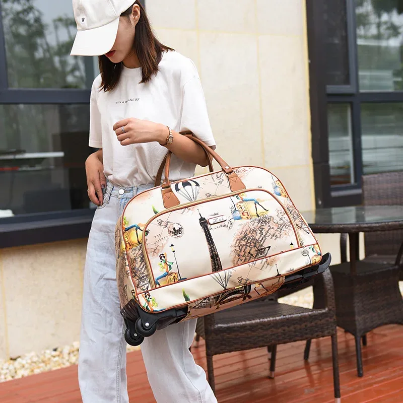valise de voyage de grande capacité pour femmes, sacs à roulettes, oxford, bagages roulants étanche, sac de voyage avec roulettes