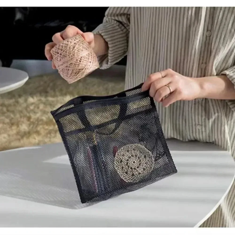 sac de douche de rangement de voyage, sac de toilette de plage, sac à cosmétiques, sac à main en maille, sac de rangement d'articles de toilette pour l'extérieur