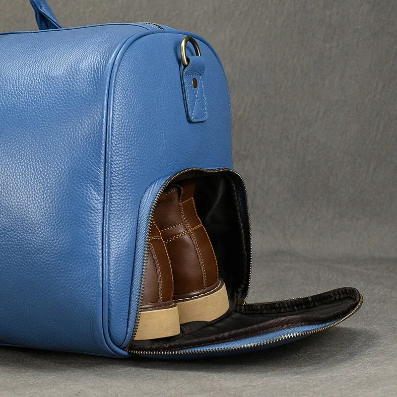 sacs de voyage en cuir véritable pour hommes et femmes, cuir de vachette noir doux, sac décontracté, haute qualité, initié, grande capacité