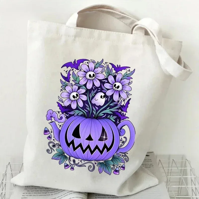 sac fourre-tout en toile décontracté peinture à l'huile fleurs sauvages imprimer dame sac à bandoulière style plante marguerite vintage fleur femmes sac à main