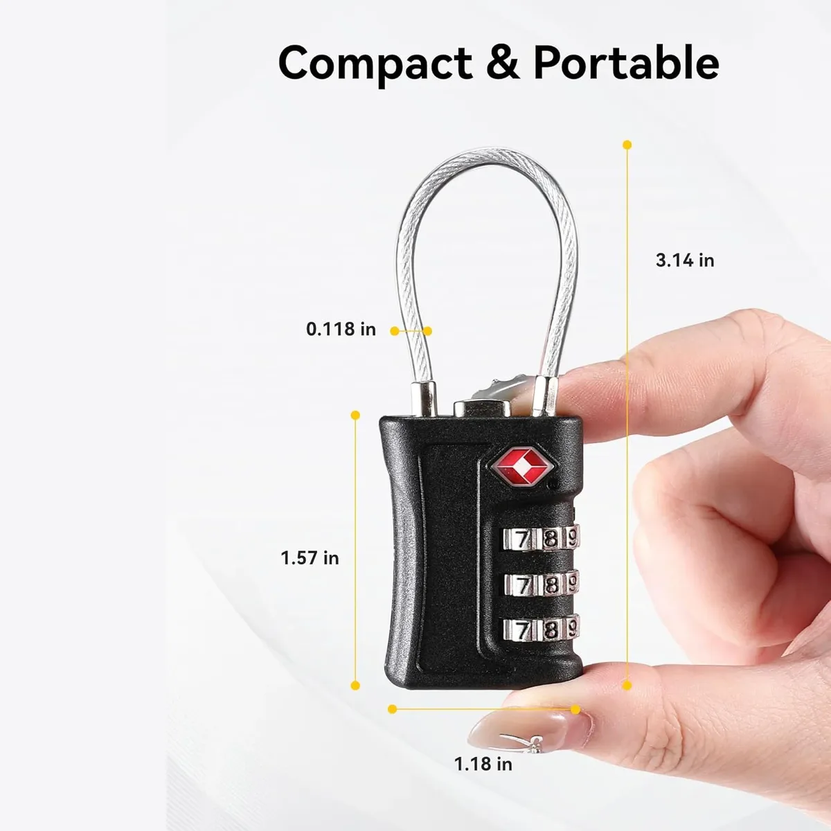 lot de 4 cadenas à code douanier tsa pour bagages de voyage, cadenas noir à design contrastant, cadenas à combinaison à 3 chiffres, code modifiable