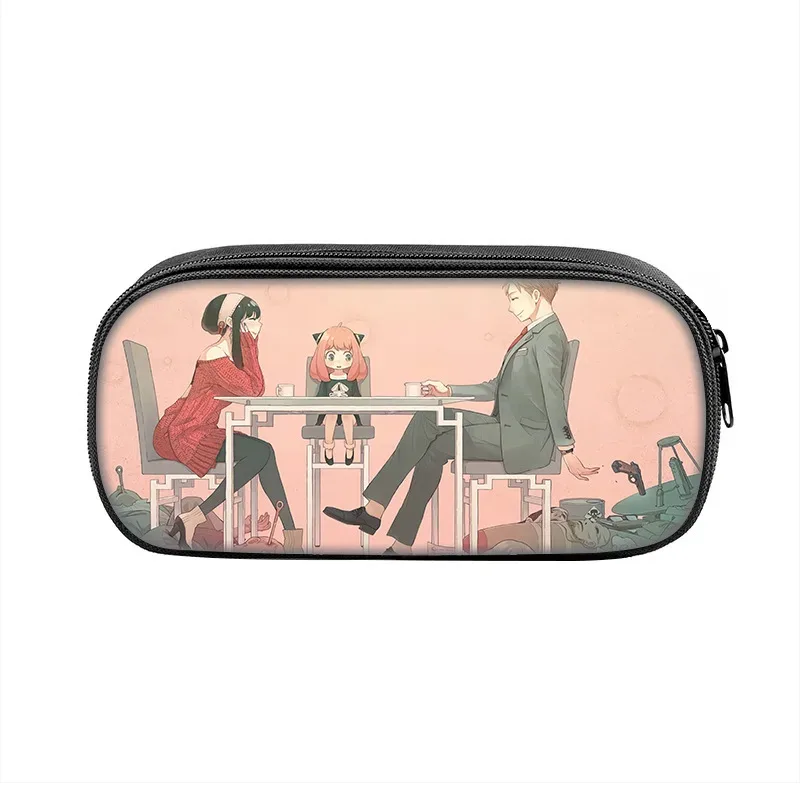 boîte à stylos espion × famille, sac pour étudiants, fournitures scolaires de grande capacité, trousses à crayons de jeu à fermeture éclair, cadeau d'anniversaire pour enfants