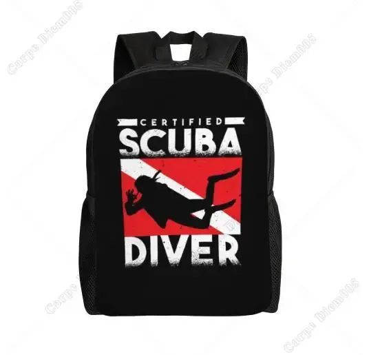 sac à dos à motif de plongée sous-marine, sacs d'école, sacs de voyage pour ordinateur portable de 15 pouces, unisexe en polyester pour le travail de randonnée en plein air