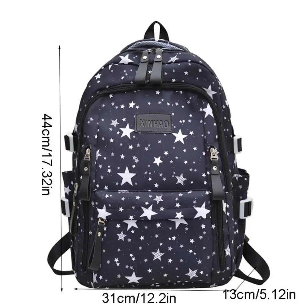 sac à dos imprimé étoile, léger, grande capacité, en nylon, style coréen, style universitaire, sac d'école pour étudiants