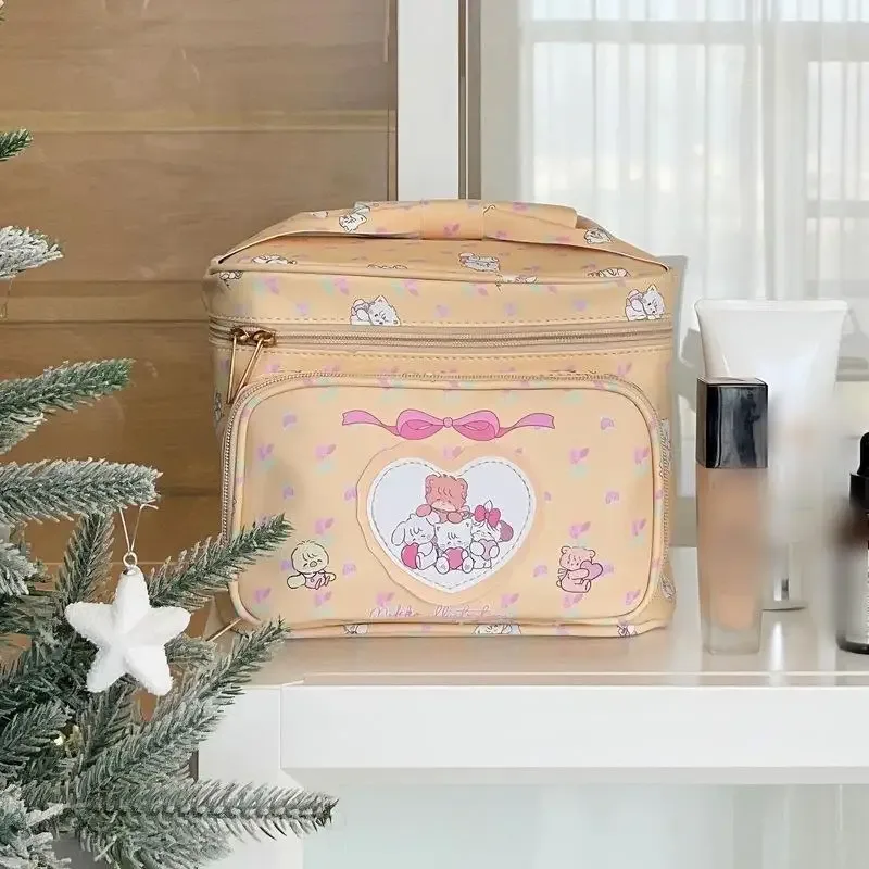 sac de maquillage princesse mignon, sac de rangement portable pour sortir, fourre-tout carré de grande capacité pour les voyages d'affaires, nouvelle collection 2025