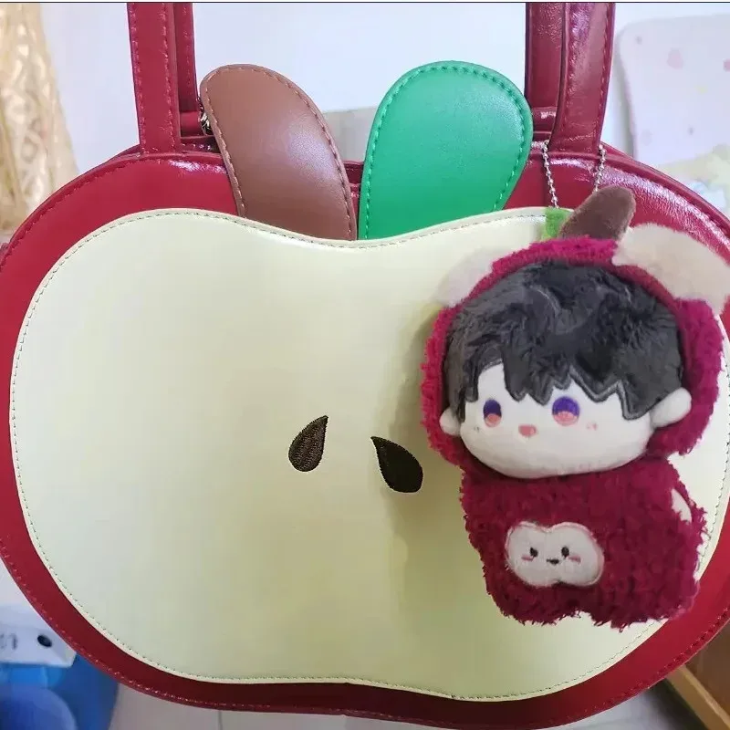 apple sacs à dos itabag pu rouge y2k kawaii polyvalent poire sac à bandoulière haute capacité étudiant contraste fermeture éclair retour à l'école sac