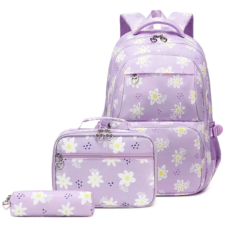 sacs à dos étanches pour enfants, joli sac d'école pour étudiants, sacs d'école pour adolescentes, sac à lunch, étui à crayons, ensemble de 3 pièces