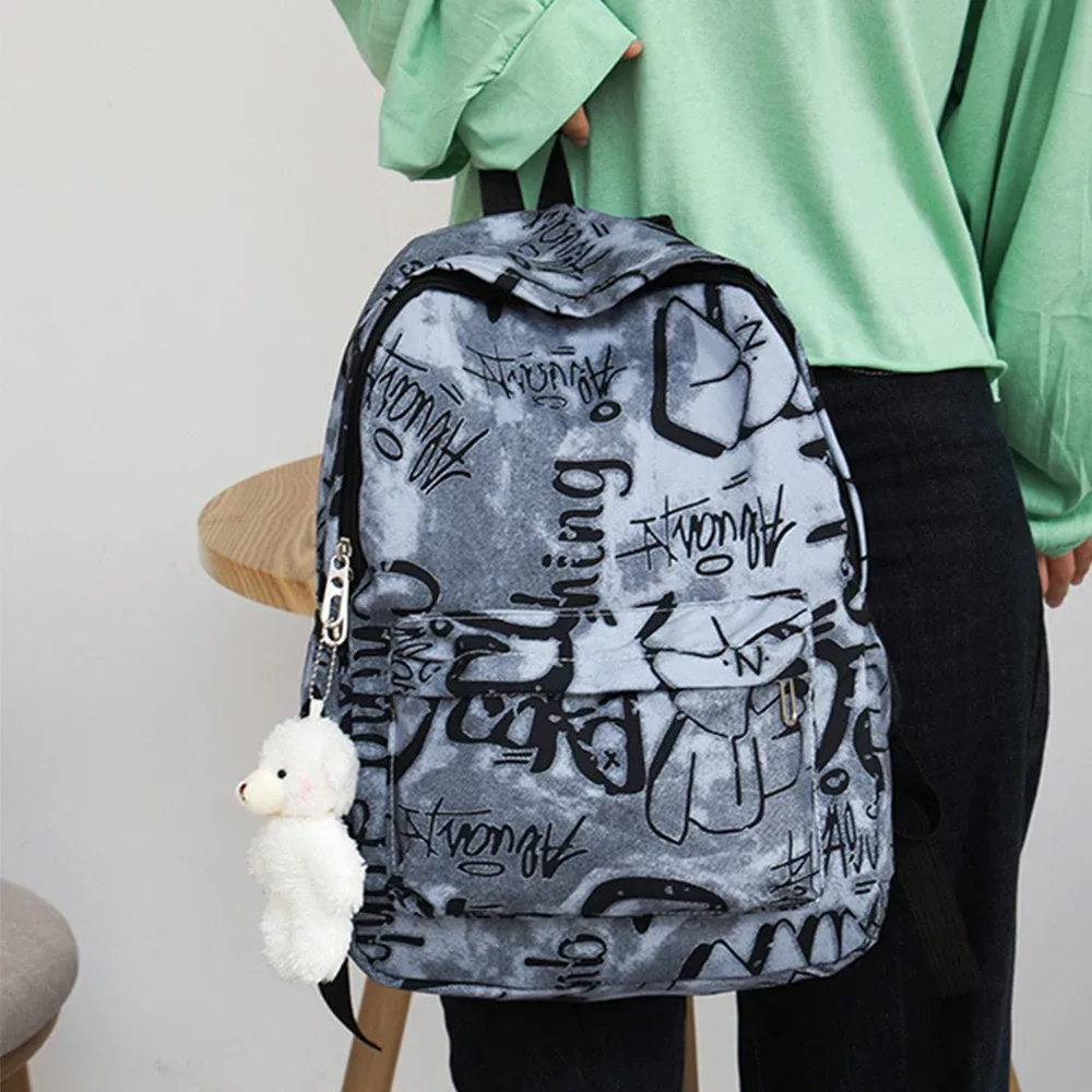 sac à dos en nylon pour femmes, imprimé graffiti, sacs d'école imperméables, sac à bandoulière de grande capacité pour étudiants