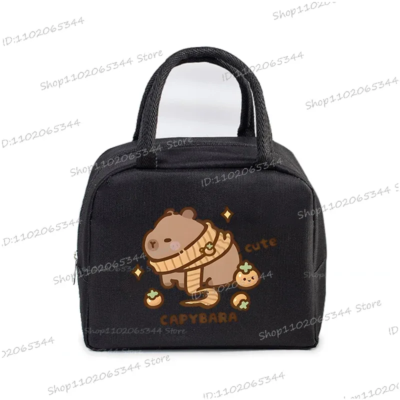 kawaii capybara design boîte à déjeuner sac de rangement femmes dessin animé capybara imprimer portable bento sacs animaux capybara amant sacs à déjeuner