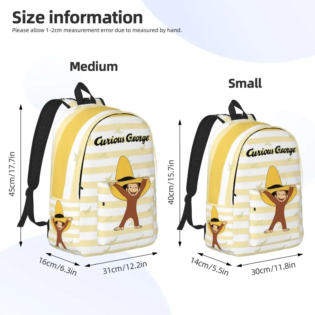 curious george monkey cartoon sac à dos pour hommes et femmes, décontracté, étudiant, travail, sac à dos, série tv, ordinateur portable, initié, extérieur
