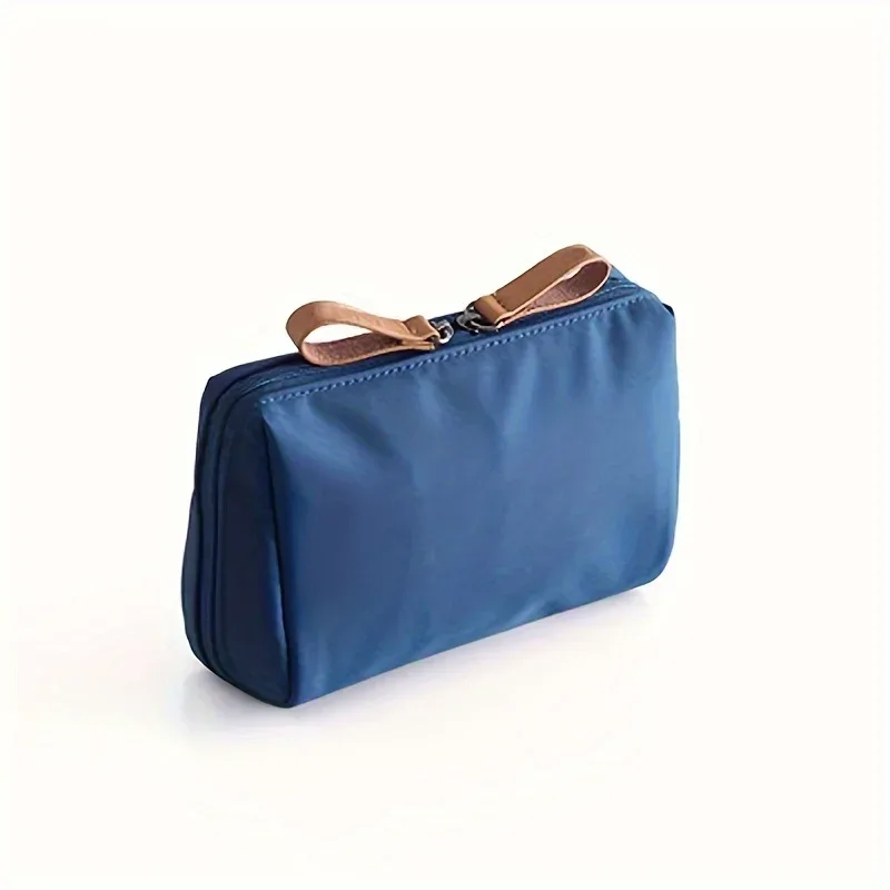 petit sac de maquillage portable de couleur unie, pochette cosmétique de voyage, organisateur de rangement pour un usage quotidien
