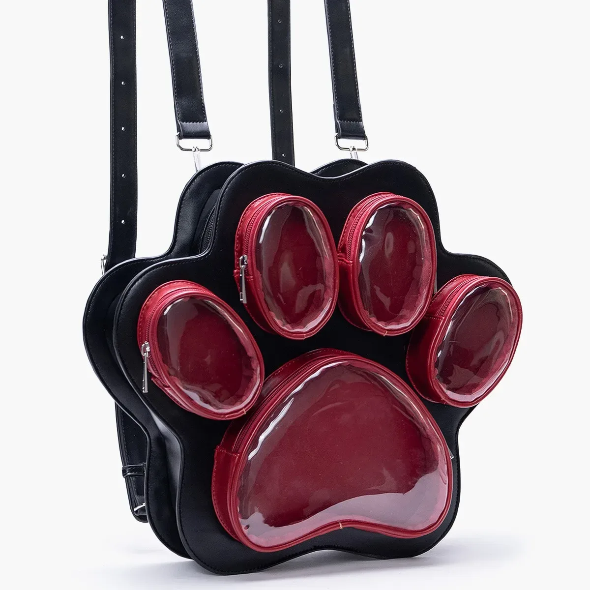 sac à dos patte de chat de dessin animé pour femmes, sac en pu, sac d'école mignon pour filles, sac à bandoulière de loisirs de haute qualité