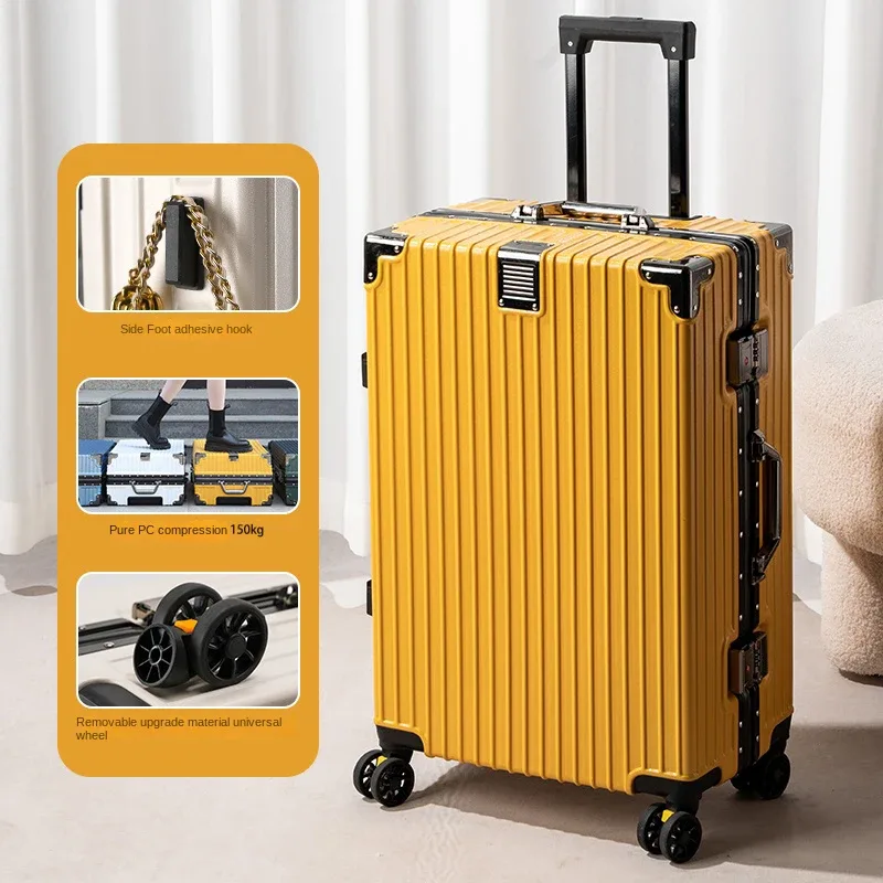 valise cadre en aluminium 20 pouces boîtier de chariot de transport roues universelles amovibles 22-30 pouces valises de voyage de grande capacité