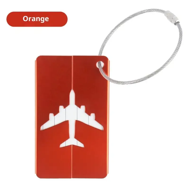 étiquette de bagage en alliage d'aluminium pour avion, anti-perte, avec porte-carte d'identité, couleur unie, accessoires de voyage