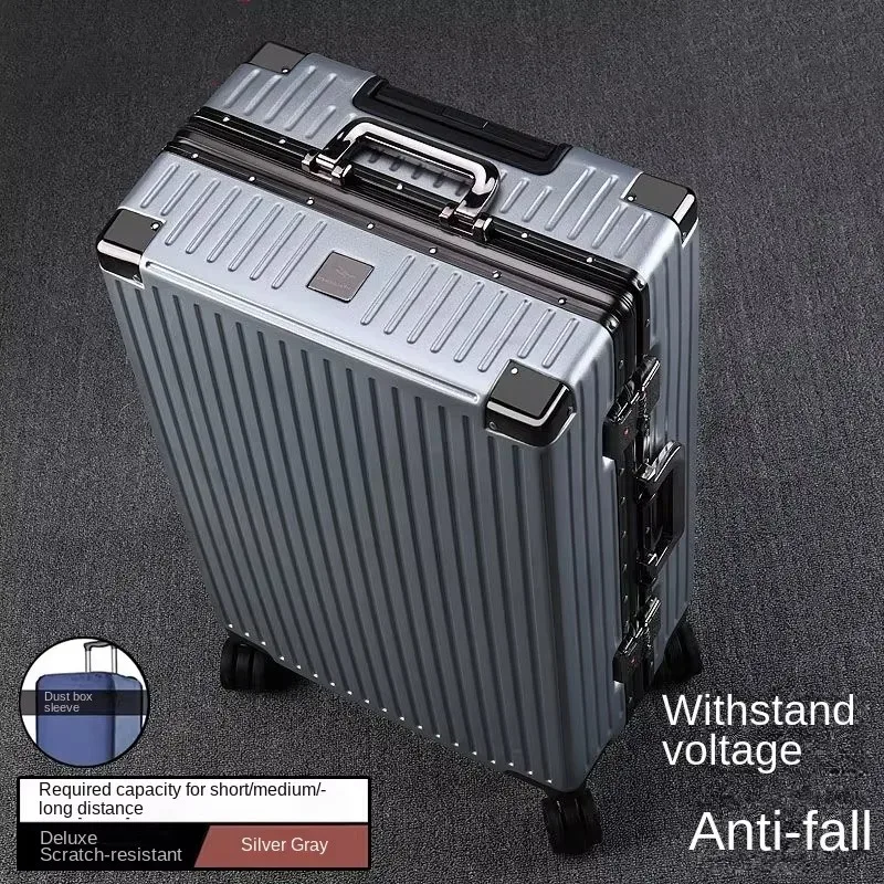 valise à cadre en aluminium, grande capacité, robuste et durable, avec serrure à combinaison, bagage cabine en pc épaissi, 20/22/24/26/28 pouces