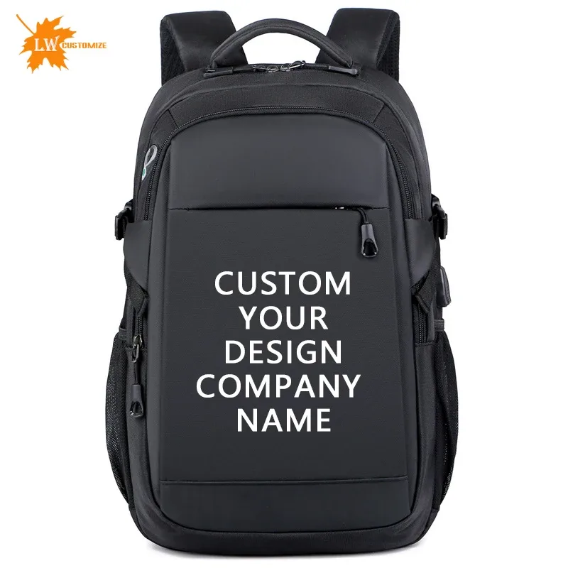 Sac à dos de luxe imprimé avec logo, grande capacité pour homme, sacoche d'ordinateur, sac à dos professionnel avec nom d'entreprise et motif d'équipe