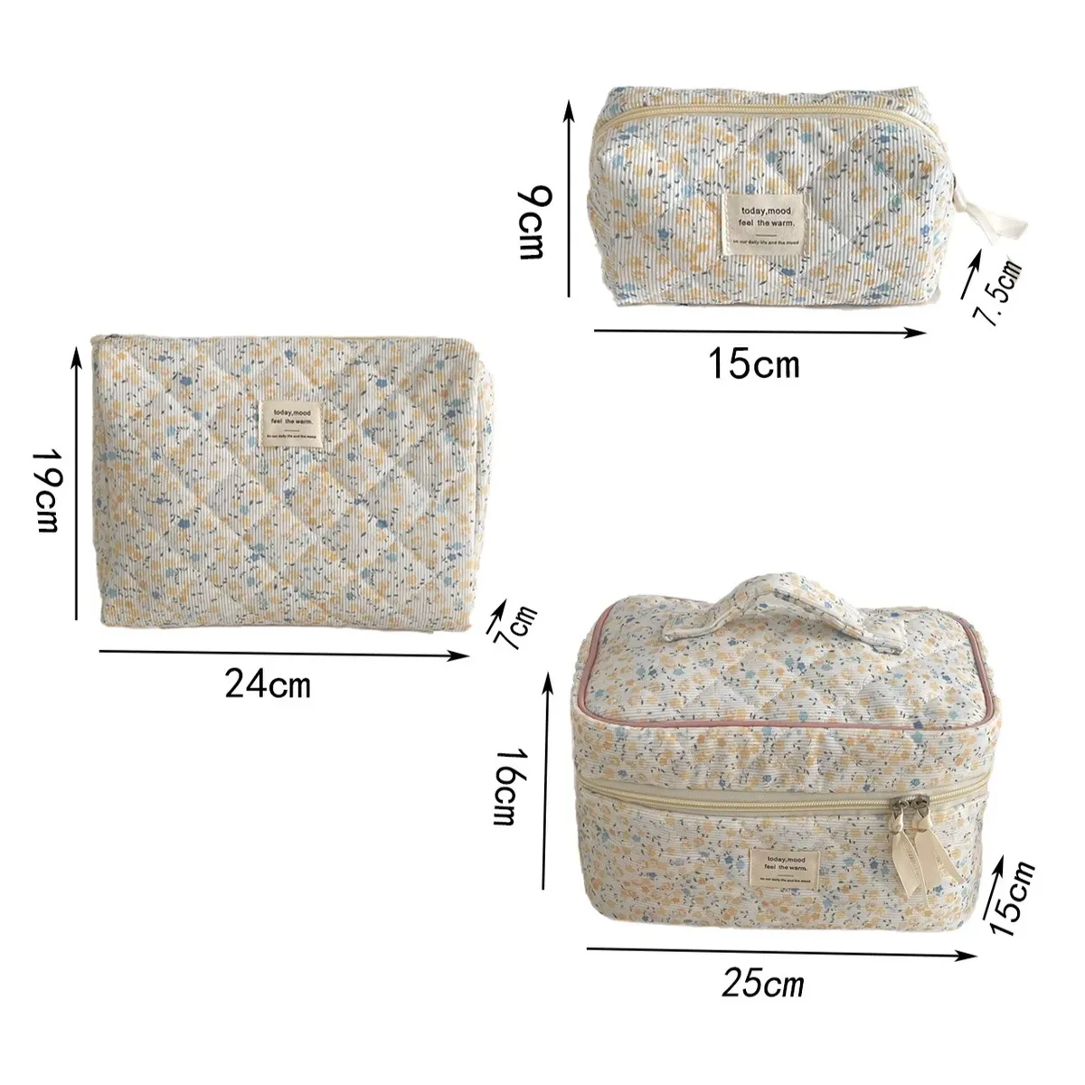 sacs de rangement pour cosmétiques en velours côtelé à motifs floraux vintage, sacs à main portables rétro pour femmes, étui de maquillage simple pour femme, pochette.