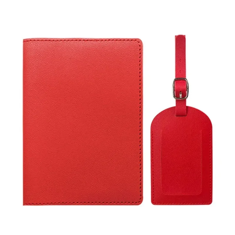 porte-passeport en cuir pu épais multicolore, couverture de passeport avec carte en papier, ensemble d'étiquettes de bagage