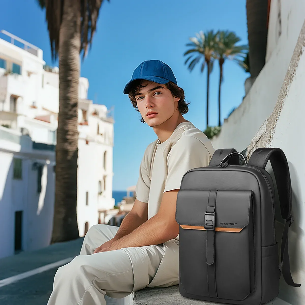 hcankcan-sac à dos de voyage étanche pour homme, sac pour ordinateur portable d'affaires, sac de travail durable, pack décontracté pour adolescent, mode 15.6
