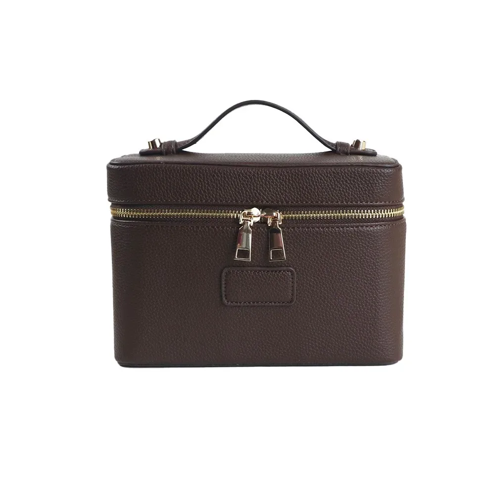 sac à maquillage en cuir pu, forme carrée, grande capacité, sac cosmétique à main, doublure amovible, pochette cosmétique imperméable ​ ​