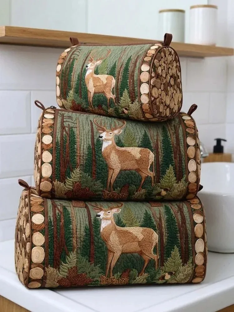 sacs cosmétiques matelassés imprimés en 3d tendance, pochette de rangement de maquillage de voyage pour femmes, motifs floraux et animaux vintage, imprimés pour le camping