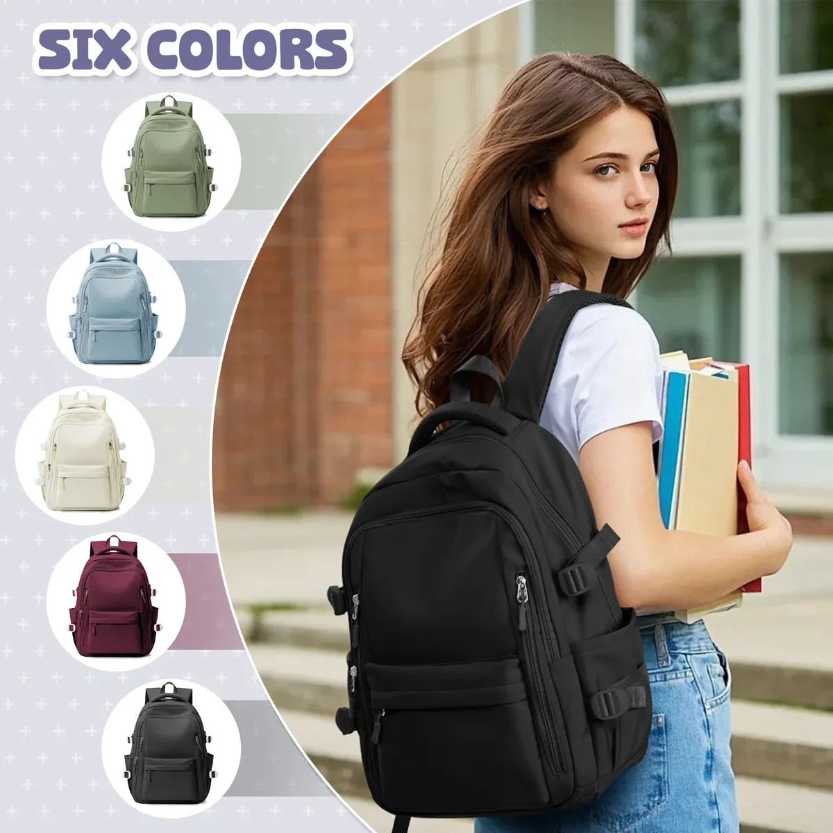 sac à dos grande capacité pour femmes, sac à dos décontracté pour ordinateur portable, sac à dos antivol pour l'école, pour filles et garçons, sac à dos pour filles