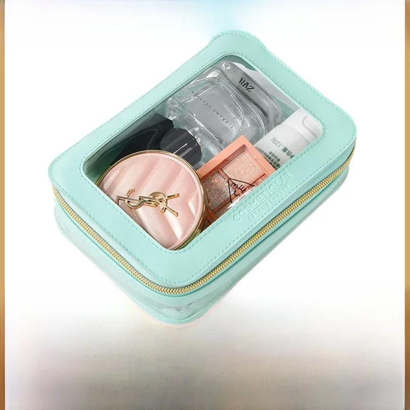 sac de voyage transparent en pvc, sac de rangement carré à fermeture éclair, sac de maquillage étanche, cadeau