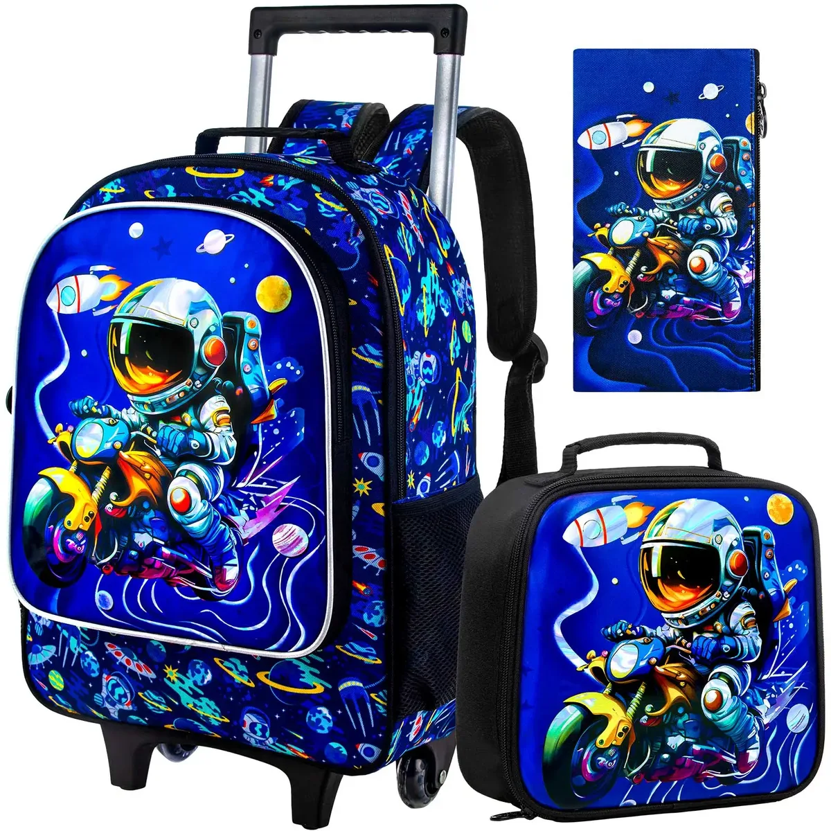 sac à dos roulant pour filles et garçons, sac à livres d'école à roulettes pour enfants avec sac à déjeuner, sac d'école à roulettes pour enfants