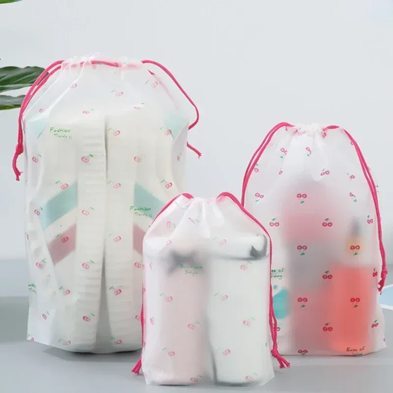 sac de rangement de voyage en plein air, mignon pvc étanche transparent conviviale ré, sac de proximité wstring, sac de toilette cosmétique portable, trousse de toilette, ensemble de 3 pièces